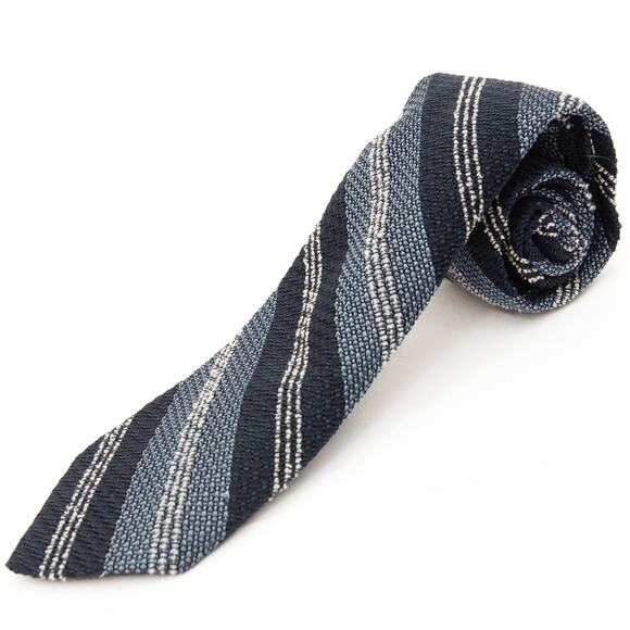 Hart Schaffner Marx Blue Striped Silk Blend Neck Tie Necktie Made In Italy - Picture 1 of 6